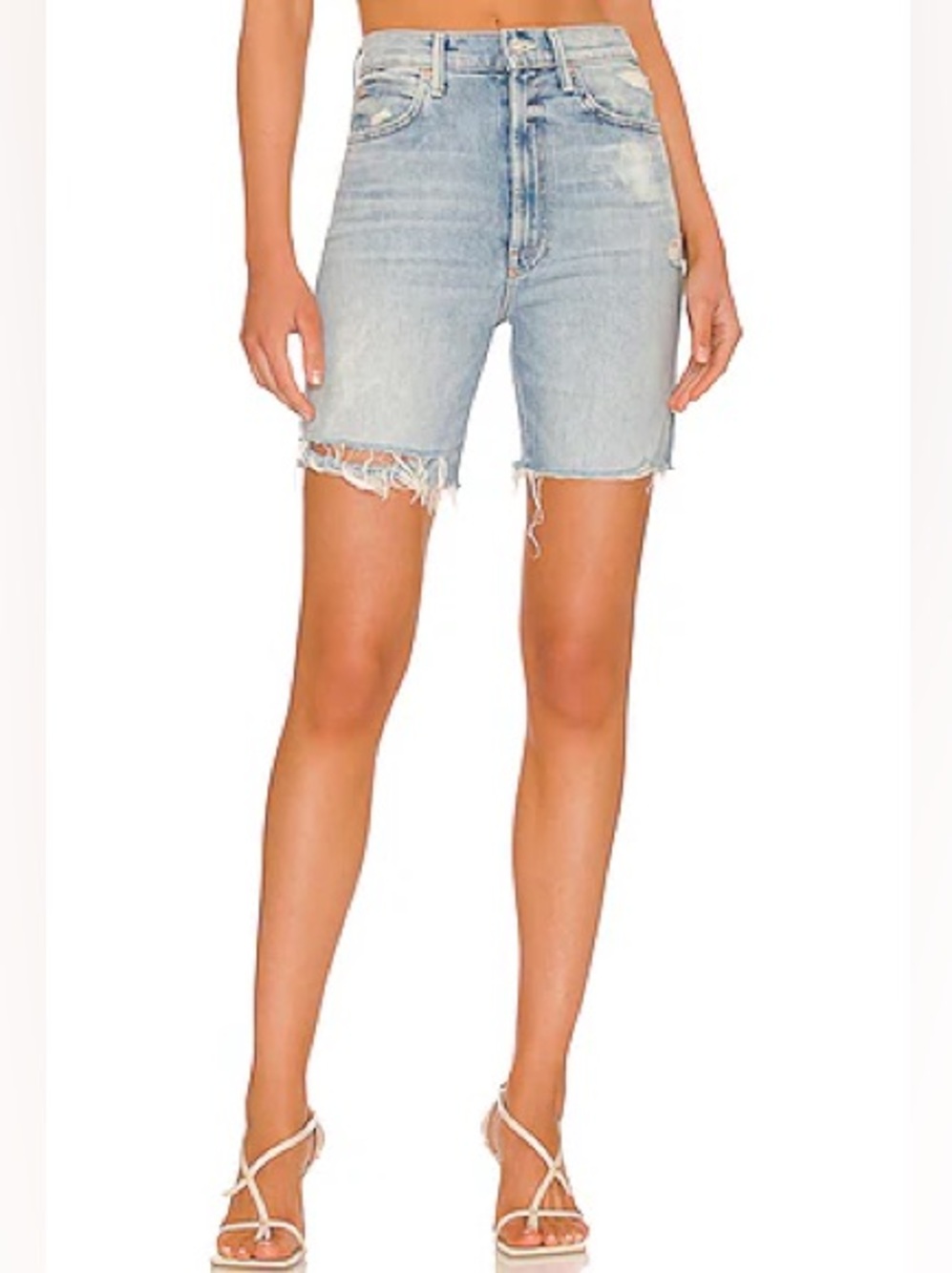 MOTHER High-Waisted Smokin’ Short Fray Resting Beach Face – Size 25